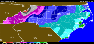 Cover photo for North Carolina Frost / Freeze Forecast Produced Wed. Afternoon (5pm, April 4, 2018)