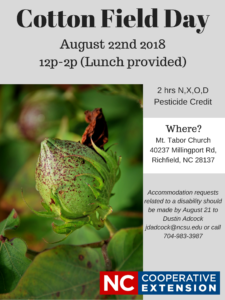Cover photo for Cotton Field Day 2018