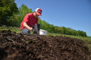 Man working soil