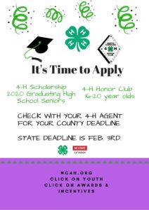 Cover photo for NC 4-H Scholarships & Honor Club Applications Are Posted!