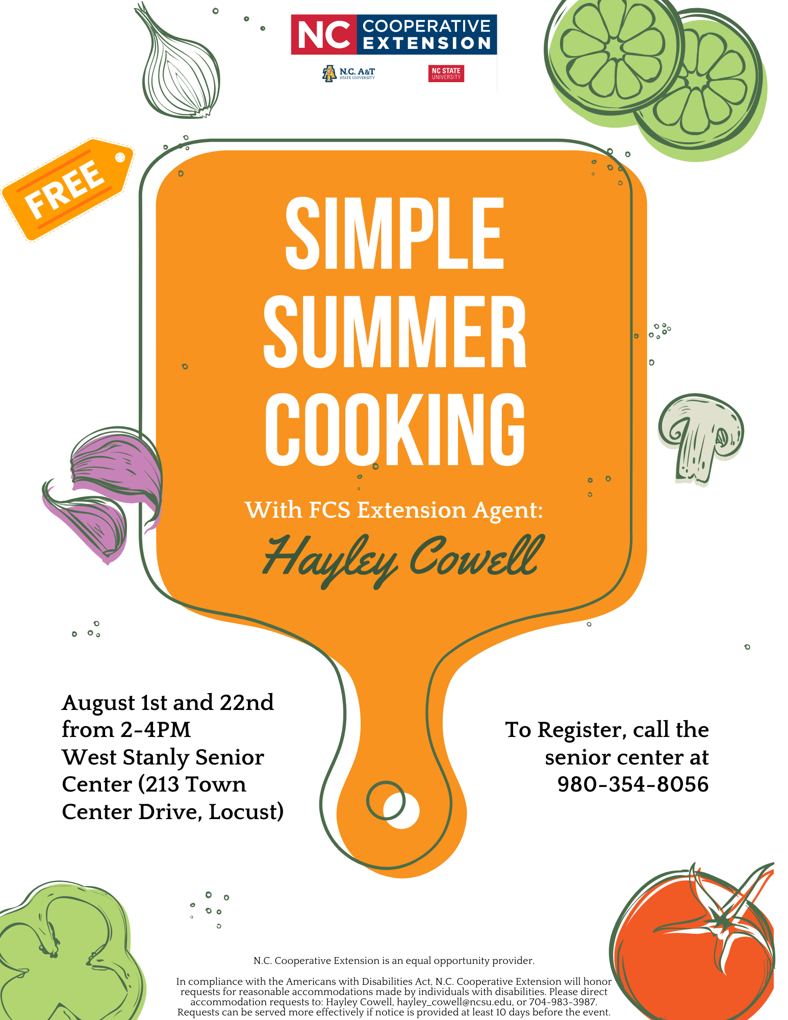 Simple Summer Cooking workshop poster