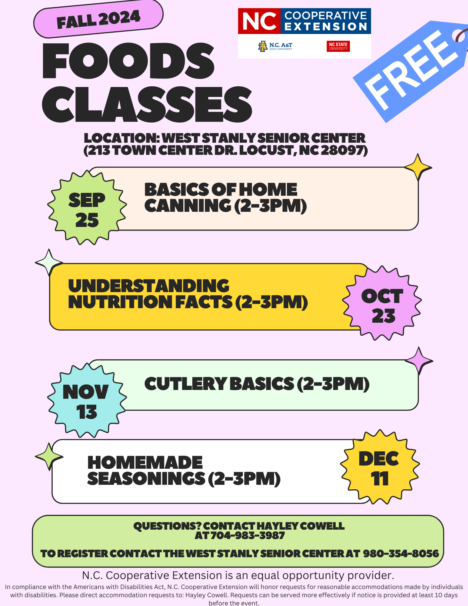 west stanly foods classes flyer