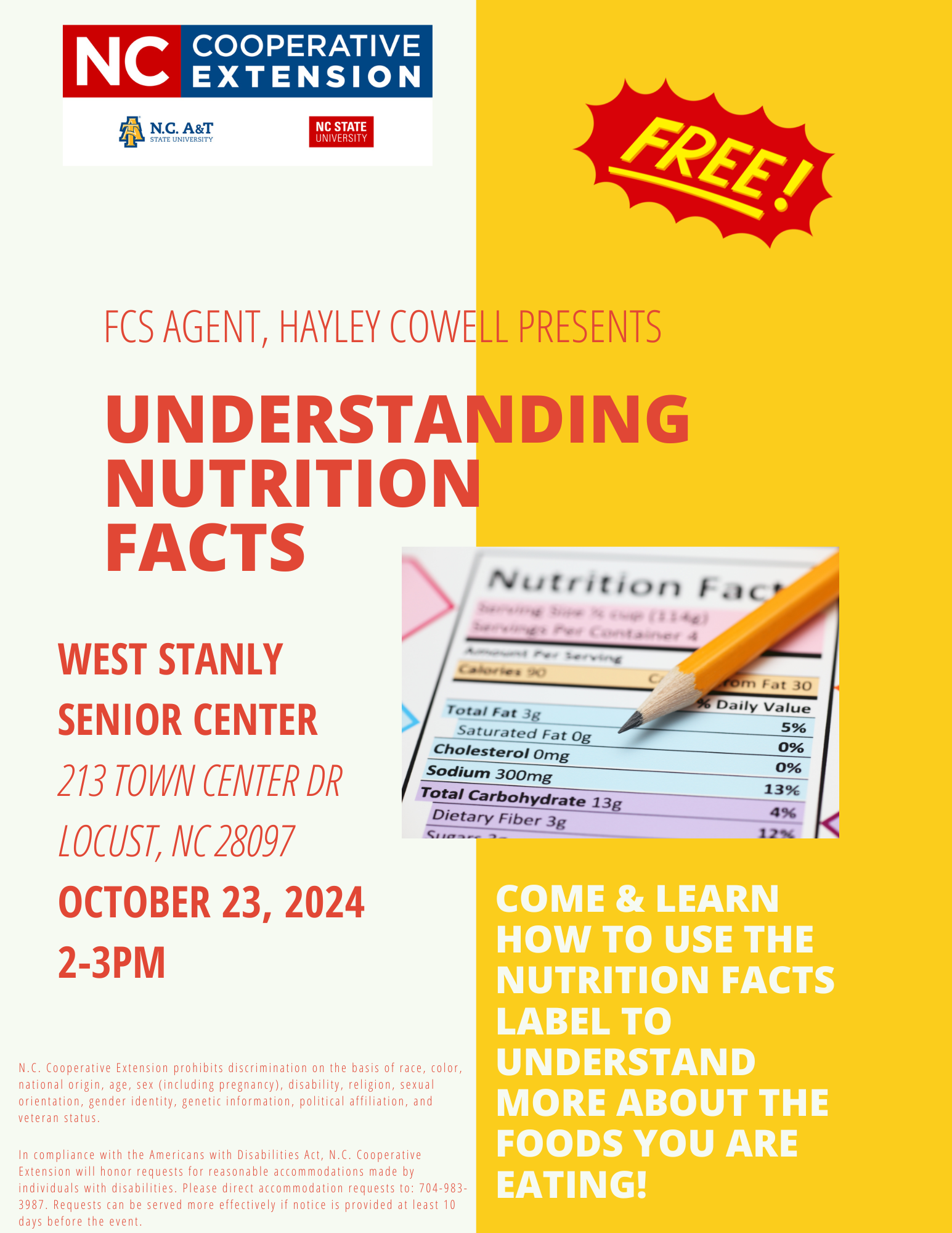 nutrition facts workshop flyer