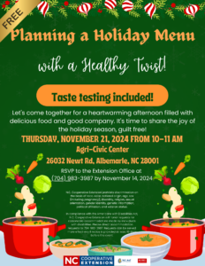 Flyer for the Healthy Holiday Menu Planning Class