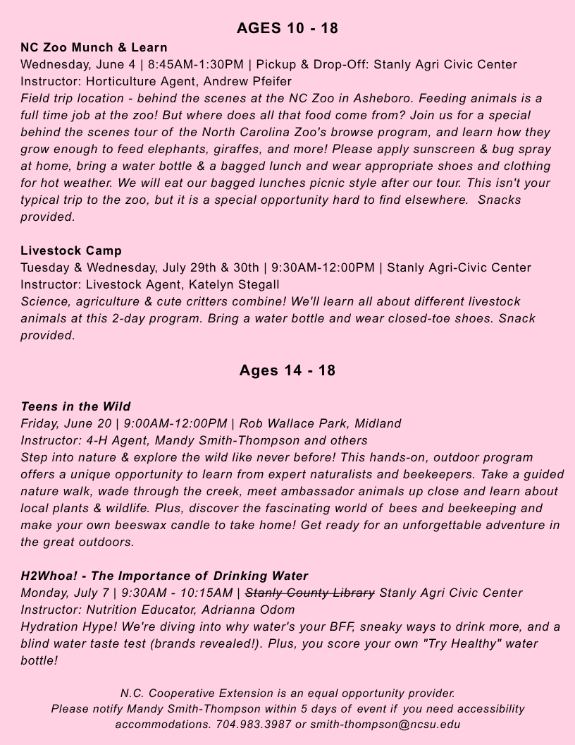 Image of page 4 of 2025 Summer Blast Class Listing. Click to access PDF.