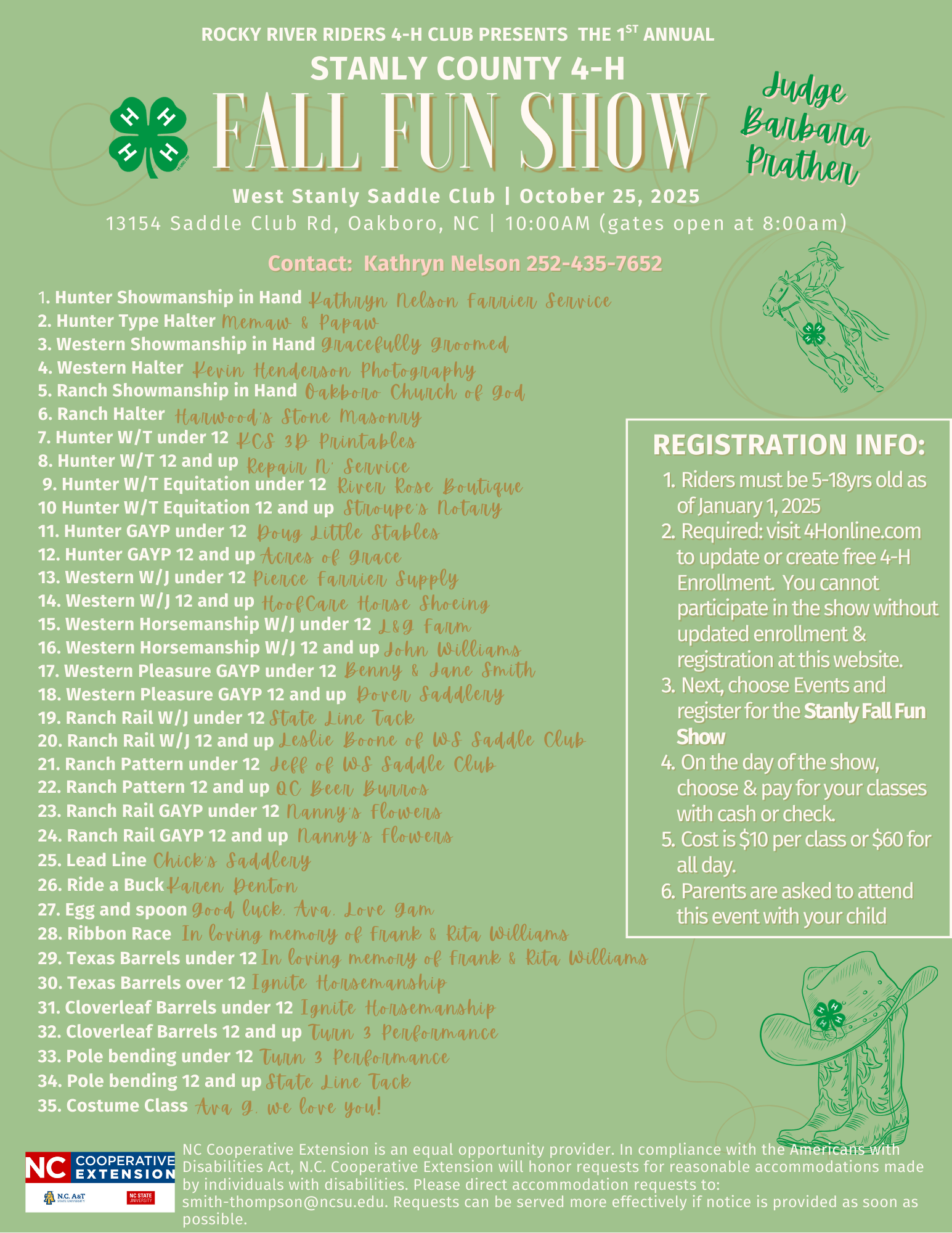 Flyer for the Stanly 4-H Fall Fun Show