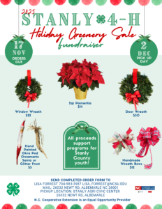 Cover photo for 2025 Stanly 4-H Holiday Greenery Sale Fundraiser